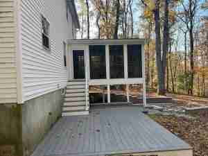 3 Season Porch built by JD Michael Construction Steps and Hardscape below