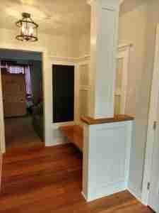 Remodeling Foyer Entranceway - added a shortwall and a new bench seat